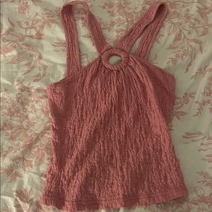 Women's Pink Textured Halter Top